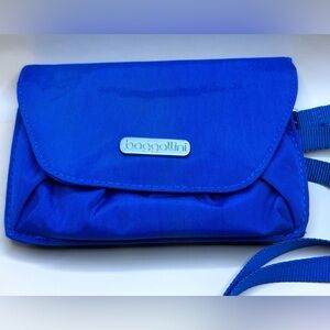 Baggallini Blue Mini Crossbody RFID Blocking Purse/Clutch/Wallet/Belt Bag NEW